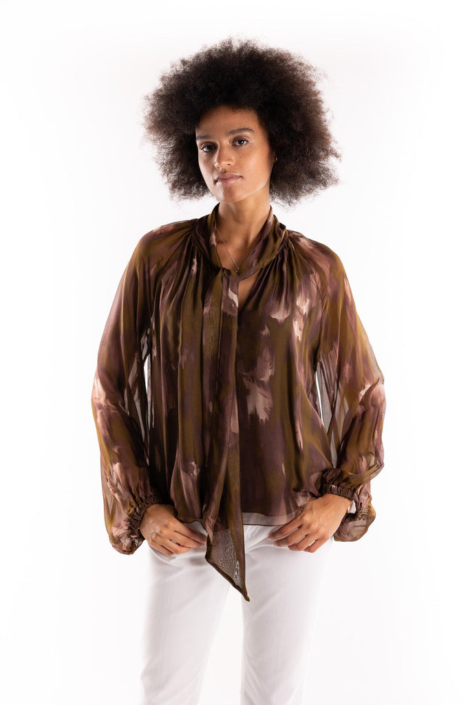 Blusa Sanide con stampa astratta marrone SANIDE MULTICOLOR H2O 