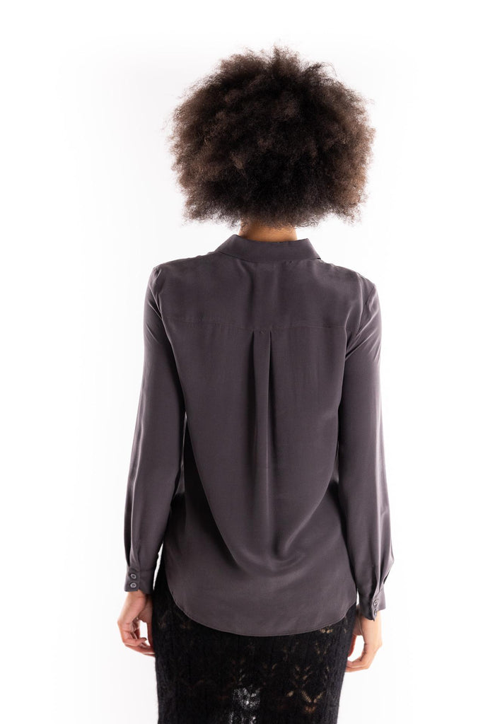 Camicia Crackers in crepe marrone 105593 A2T7MARRONE PINKO 