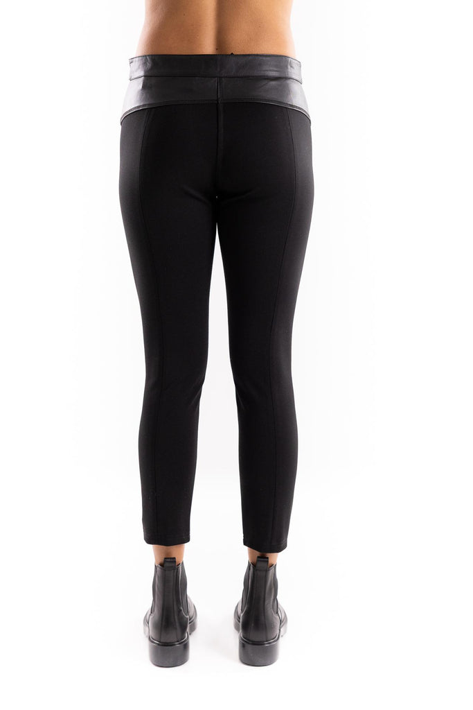 Pantalone Pizza in pelle e tessuto stretch nero 105366 Y75KNERO PINKO 