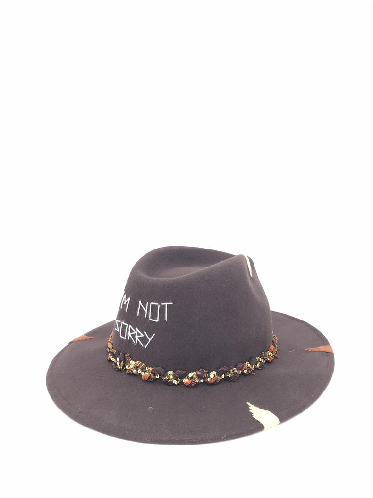 Cappello classico i'm not sorry marrone FW-C10 IM NOT SIRRYMARRONE THE HAT GANG 