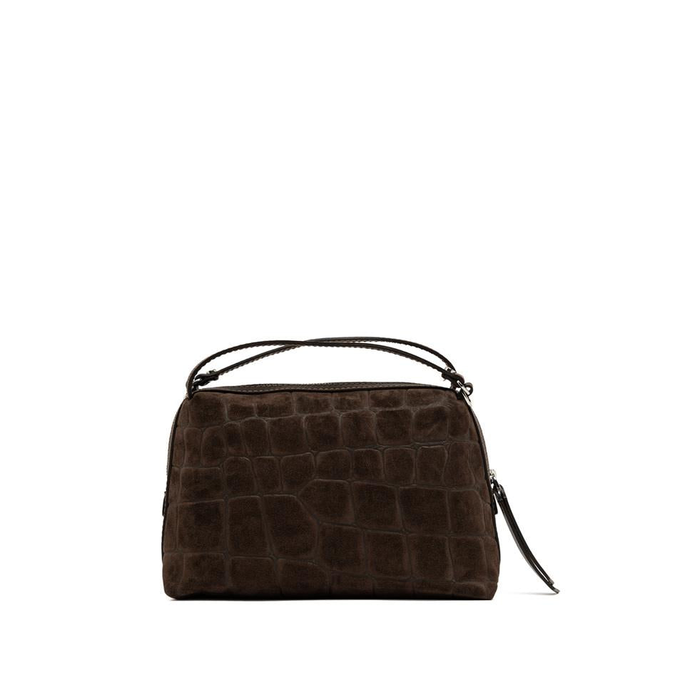 Borsa Alifa in pelle scamosciata effetto cocco espresso BS8258 CMCOCCOTESTA DI MORO GIANNI CHIARINI 
