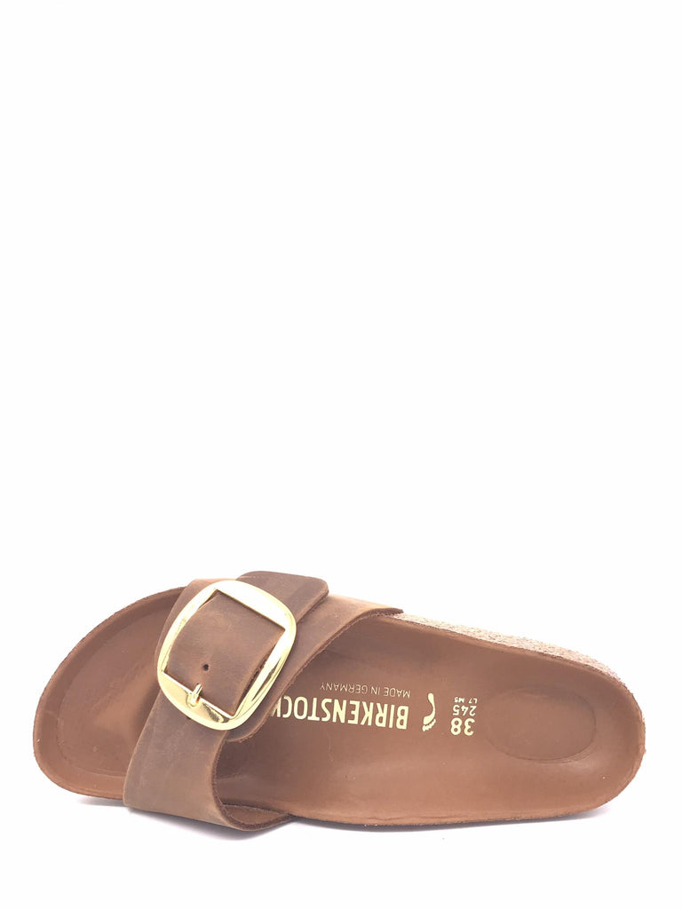 Ciabatta donna Madrid big buckle cognac