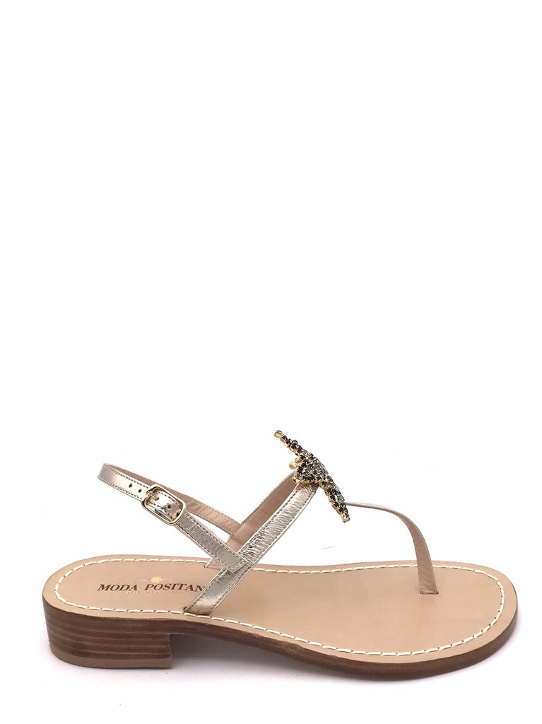 Sandalo infradito platino con stella strass ST03 PLATINO MODA POSITANO 