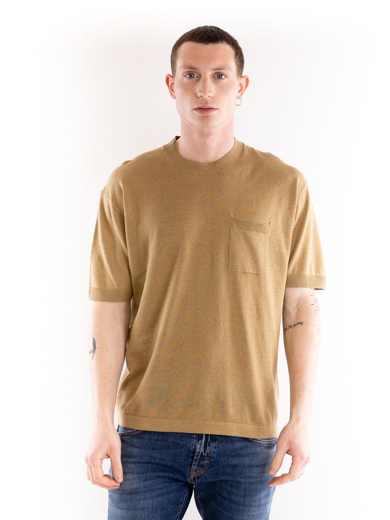 T-shirt uomo girocollo lino color corda A045 F4001326 PAOLO PECORA 