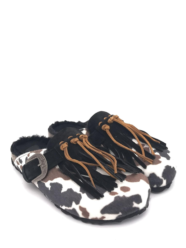 Ciabatta Sabot cow in cavallino marrone-nero SABOT COWMARRONE-NERO TAJI 