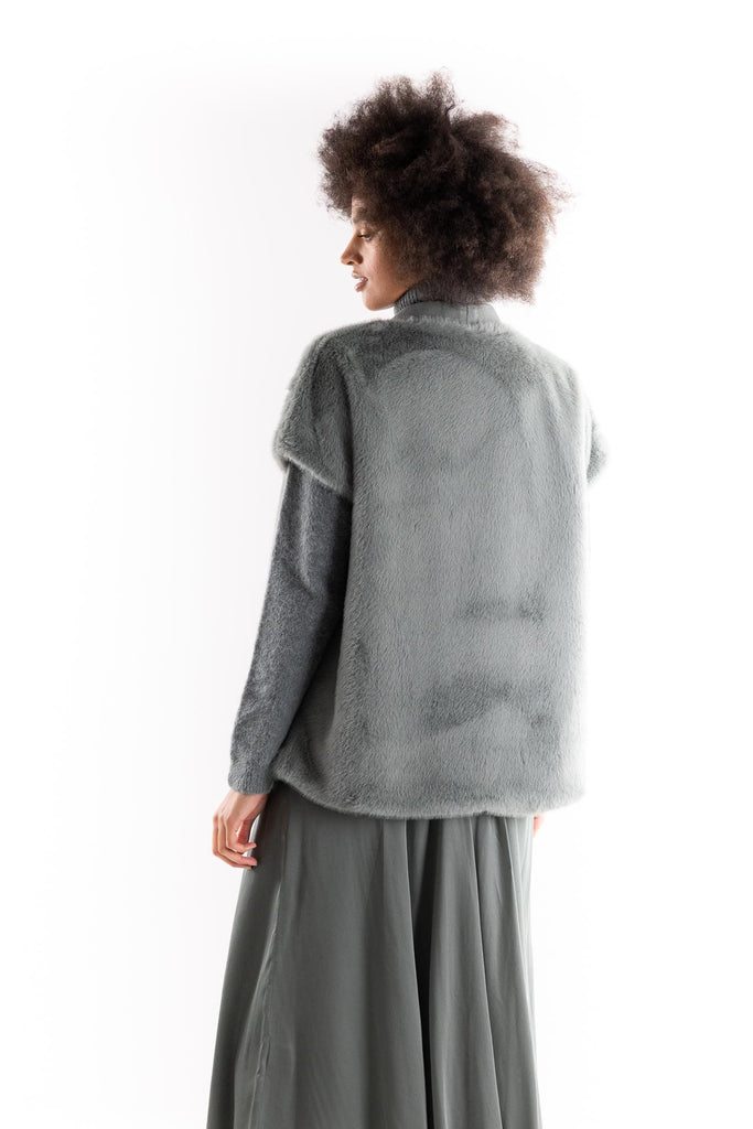 Gilet in eco-pelliccia color avio NEFA AVIO H2O 