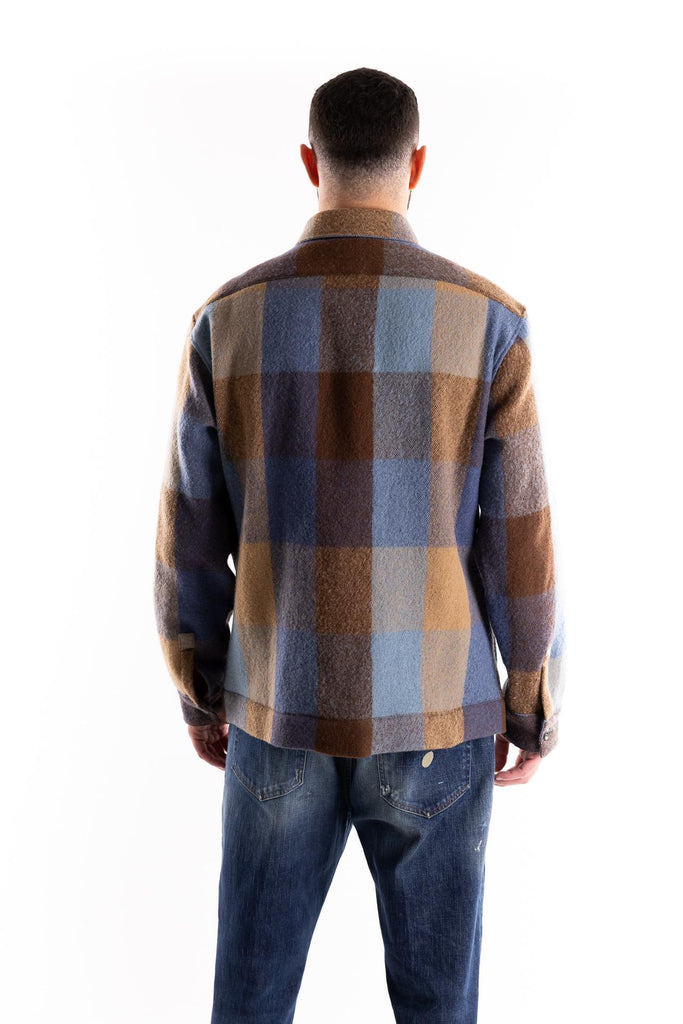 Overshirt in lana con stampa check 91310 MULTICOLOR XACUS 
