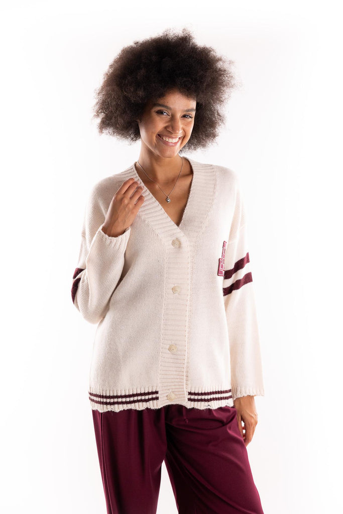 Cardigan con rotture college burro HMABW02087 BI04BURRO HINNOMINATE 