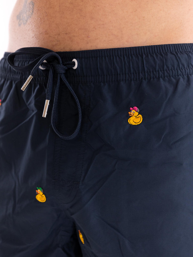 Boxer mare in nylon blu con ricami H34129 07 SUN 68 