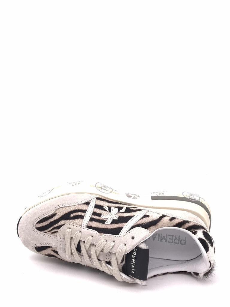 Sneakers Cassie in cavallino zebrato 7677 BIANCA-ZEBRA PREMIATA 
