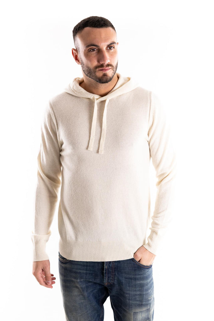 Maglia in lana con cappuccio panna A034 PANNA PAOLO PECORA 