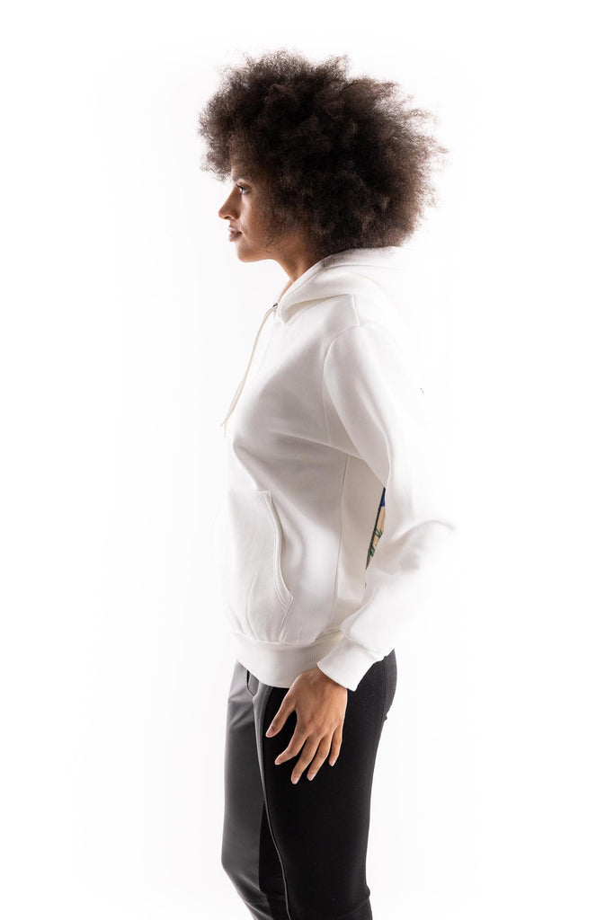 Felpa con cappuccio con stampa saudi bianca HOODIE/WOMAN BIANCA BASTILLE 