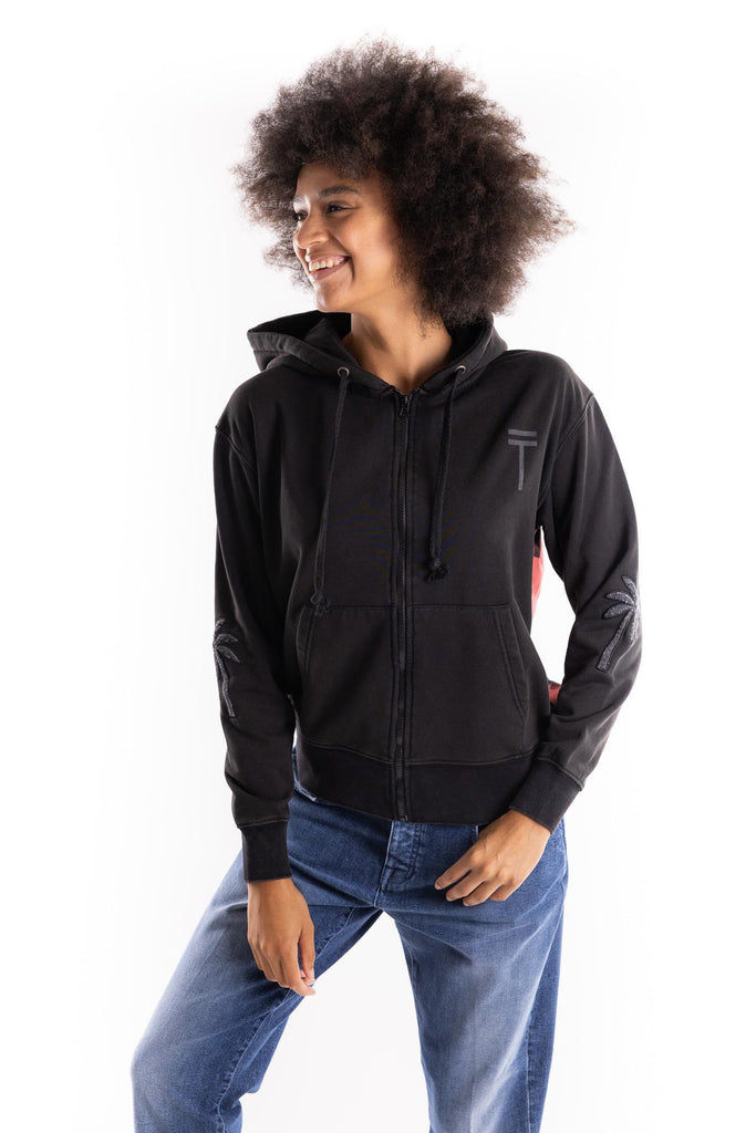 Felpa full zip con cappuccio nera TOCOW HFZ CASABLANCANERO TOOCO 