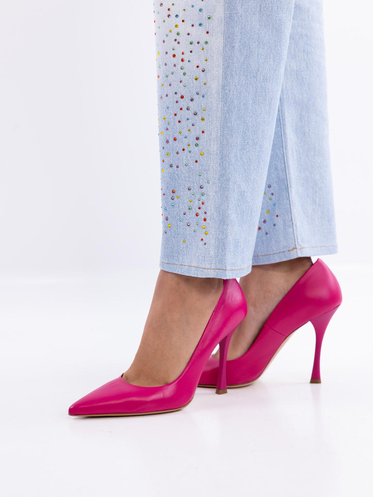 Jeans donna loose strass multicolor