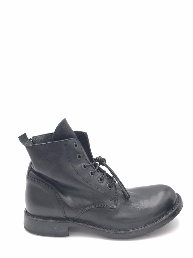 Scarponcino allacciato in pelle nera 54401B NERO MOMA 
