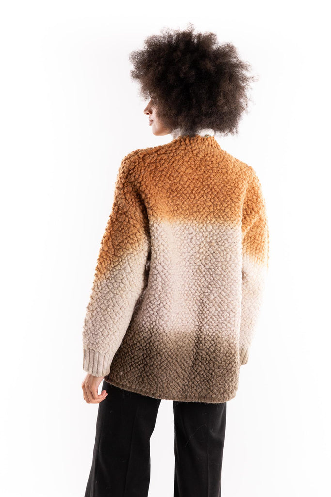 Cappotto in punto pelliccia beige GBKD11004 BEIGE AKEP 