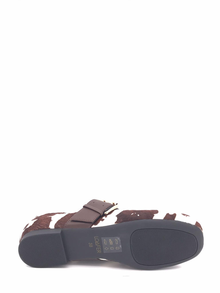 Ballerina cinturino cavallino mucca moro-bianco BUCKLES MUCCAMARRONE-BIANCO LOAFER 