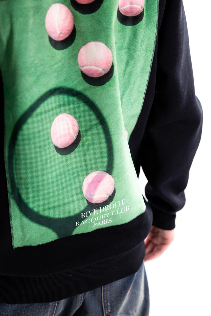 Felpa con cappuccio con stampa raquette nera HOODIE NERO BASTILLE 