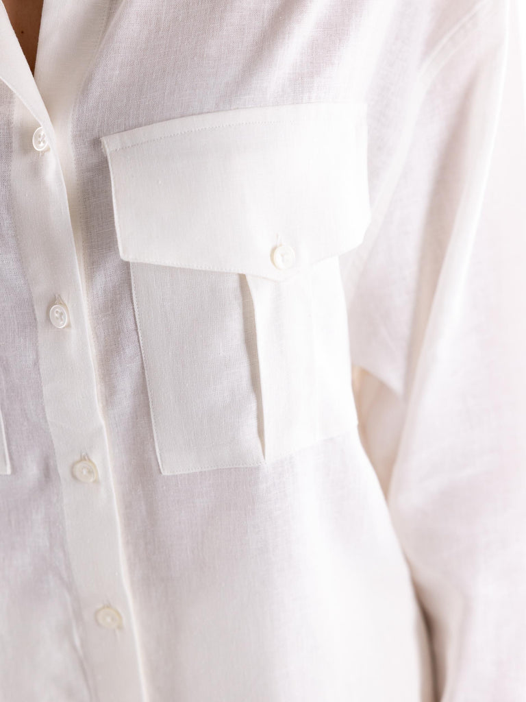 Camicia over in lino bianco HMABW01845 PTTS0273BI01 HINNOMINATE 