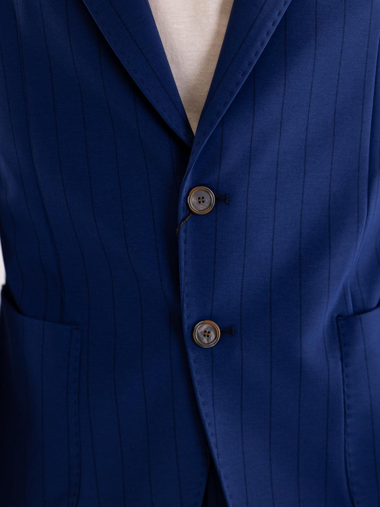 Blazer uomo monopetto in jersey gessato bluette OF1S2S5G011 185 OUTFIT 