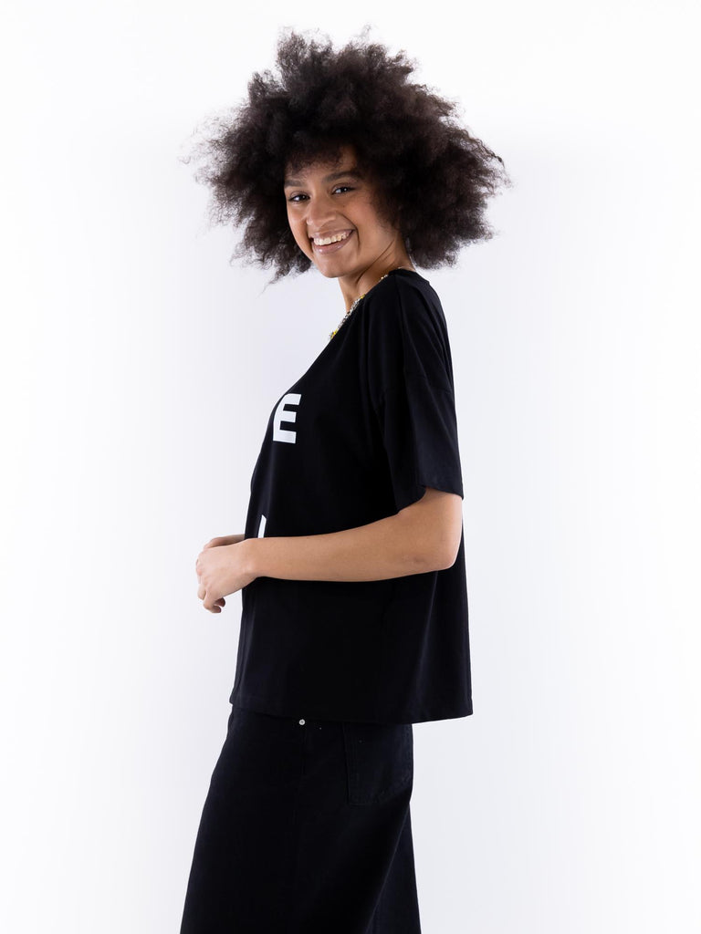 T-shirt donna smile nera BUS25501 56 BRAND UNIQUE 