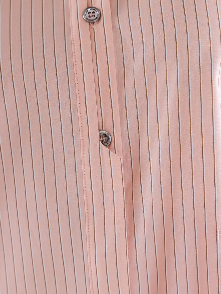 Camicia bowling Innuendo in cotone a righe verticali rosa-marrone 104779 A2FHNL1 PINKO 