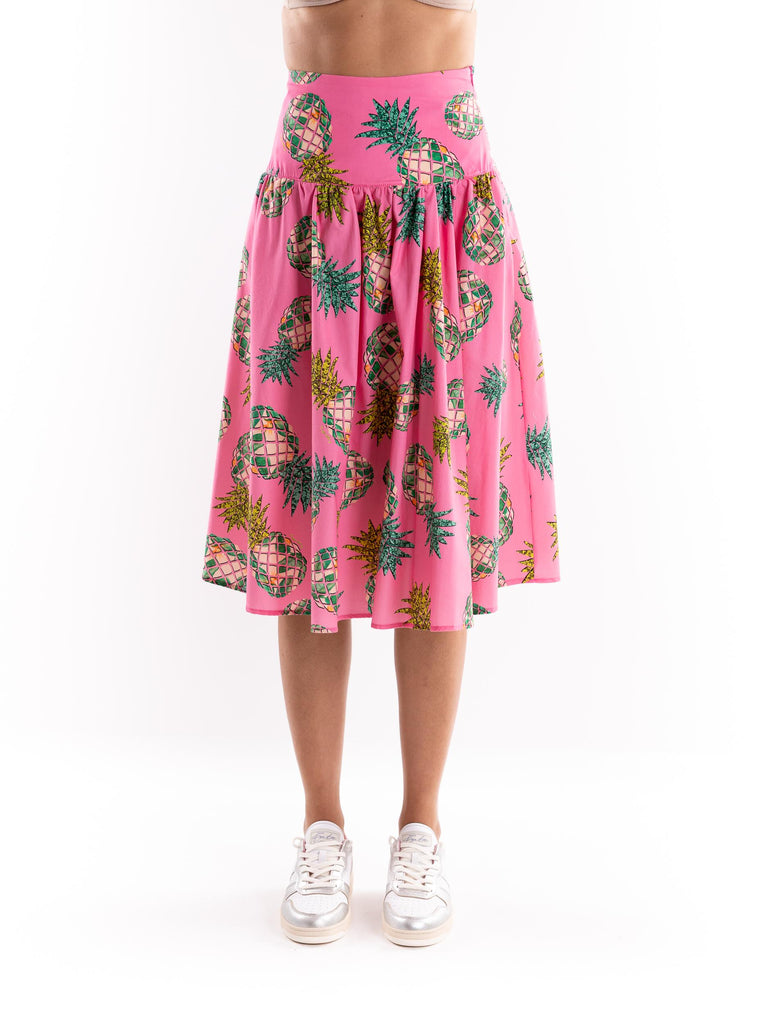 Gonna in cotone con stampa ananas pink ANDJ 13ROSA IL THE' DELLE 5 