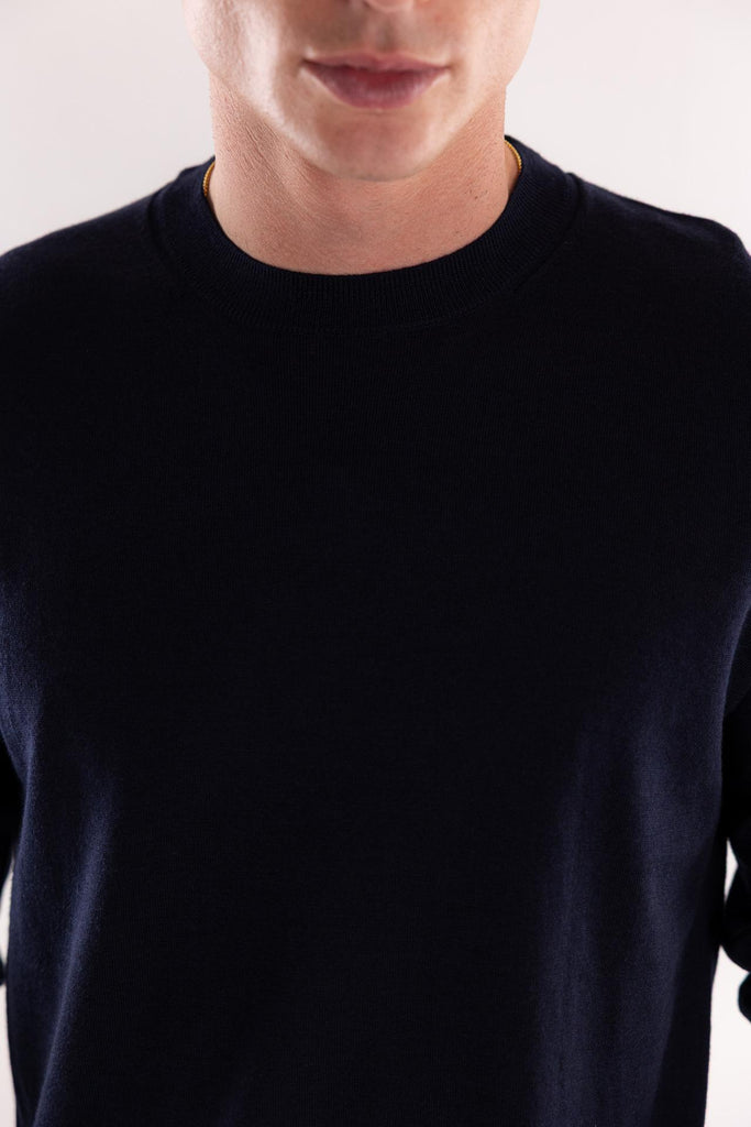 Maglia girocollo finezza 16 blu A001 BLU PAOLO PECORA 