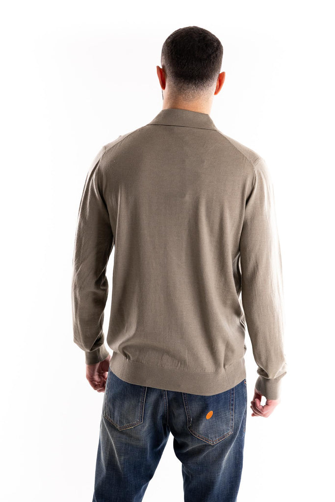 Maglia polo con zip finezza 16 color tortora A002 TORTORA PAOLO PECORA 