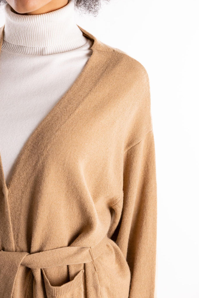 Cardigan con cintura COLOR TABACCO MGKD11003 TABACCO AKEP 