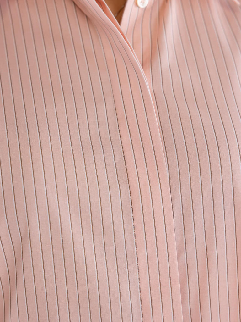 Camicia Bridport oversize in popeline a righe rosa-marrone 104026 A2FHNL1 PINKO 