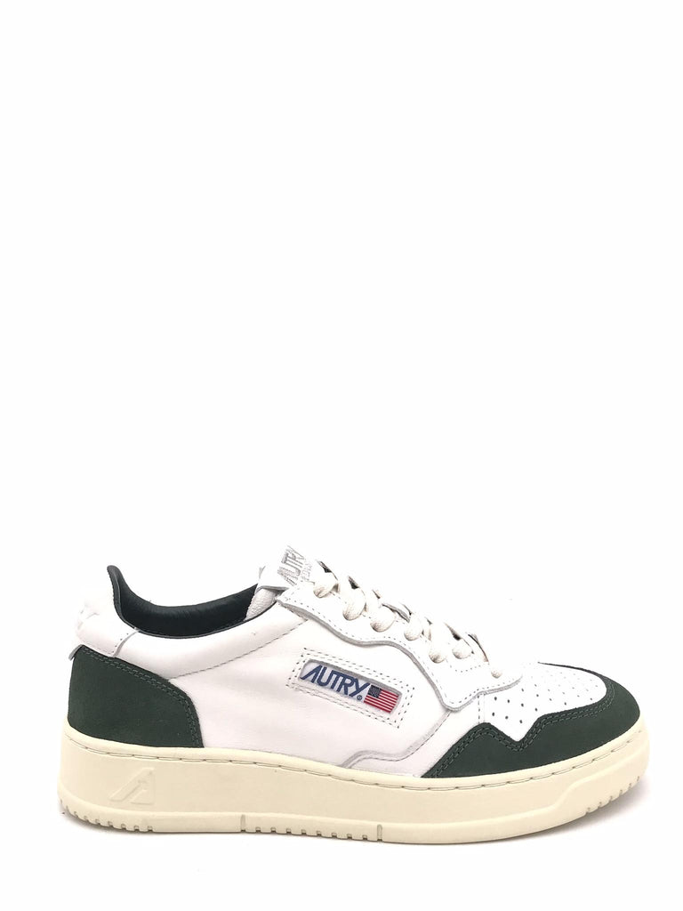 Sneakers medalist low in pelle bianca e suede verde bottiglia AULM-GS42 BIANCO/VERDE AUTRY 