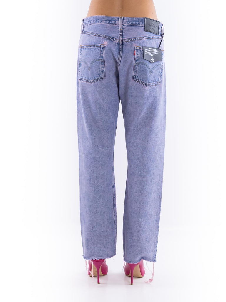 Jeans donna ultraboy viola strass