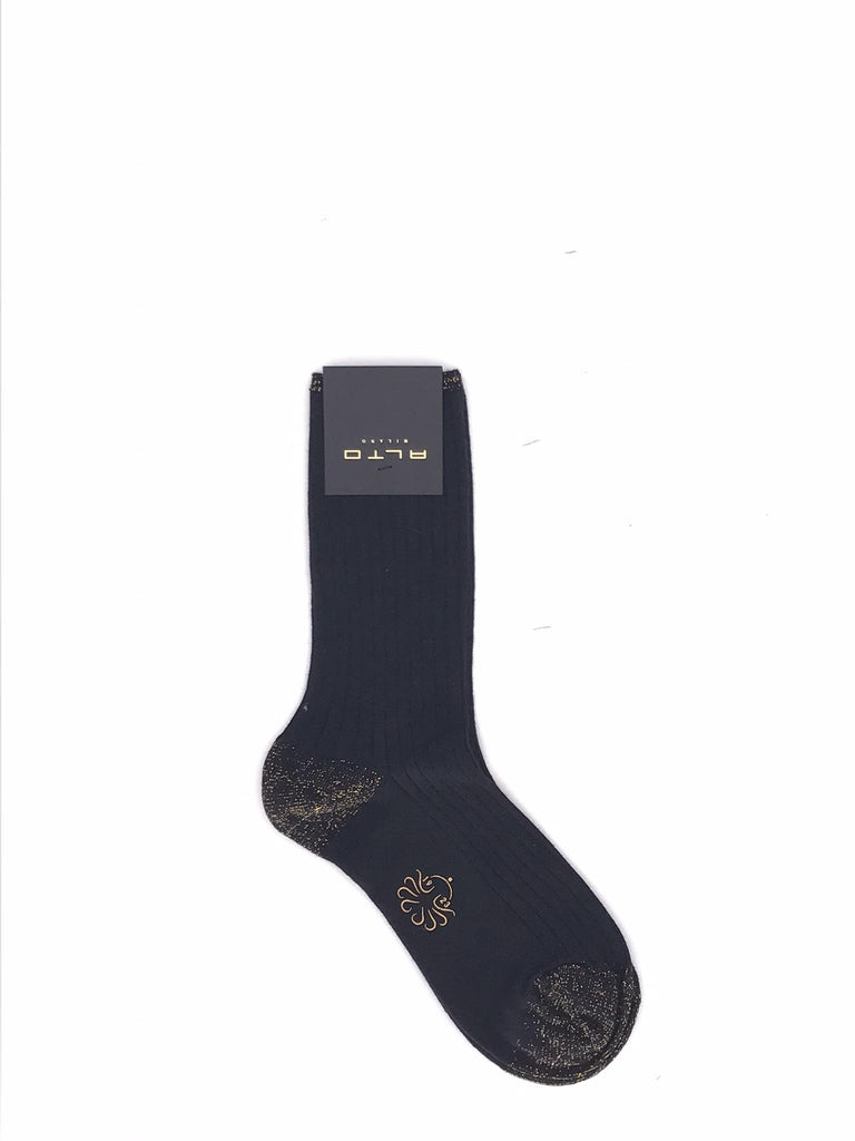 Calzini corti a costine con lurex nero AM0279 NERO ALTO MILANO 