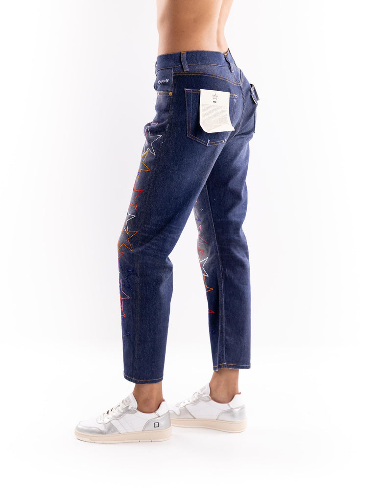 Jeans loose blu stelle strass argento LOOSE 13FW24BLU ROSSANO PERINI 
