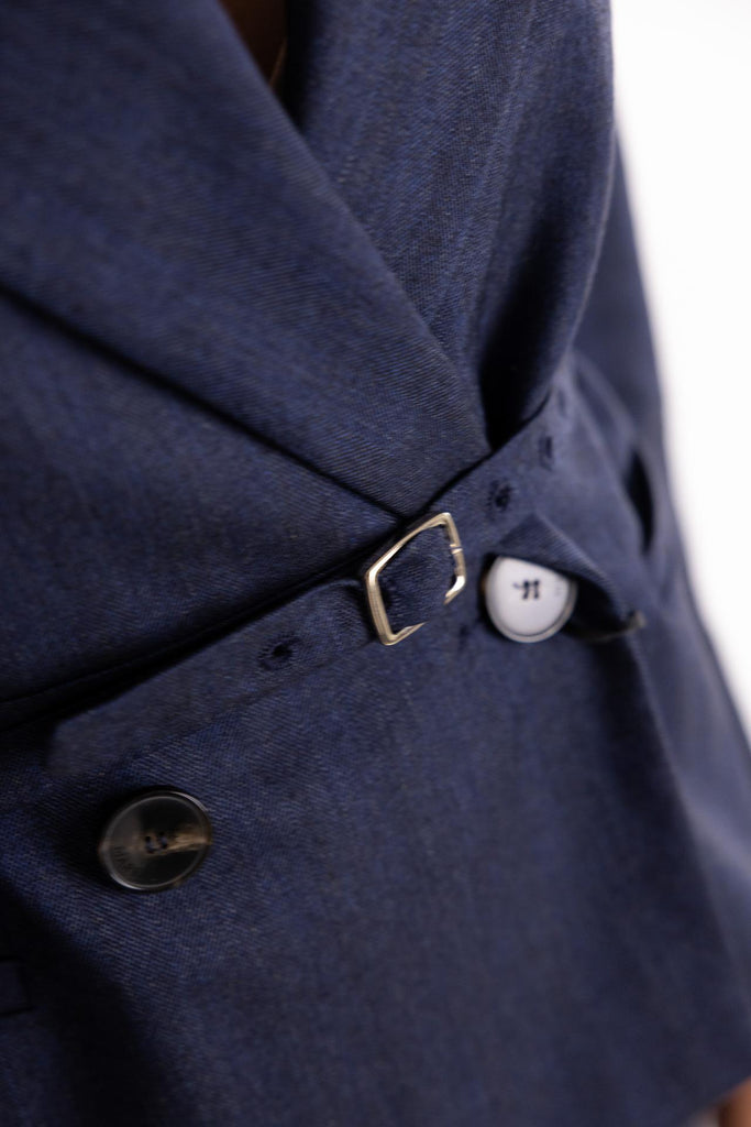 Giacca corta Luca blu con cintura 2523046171200 001BLU MARELLA 