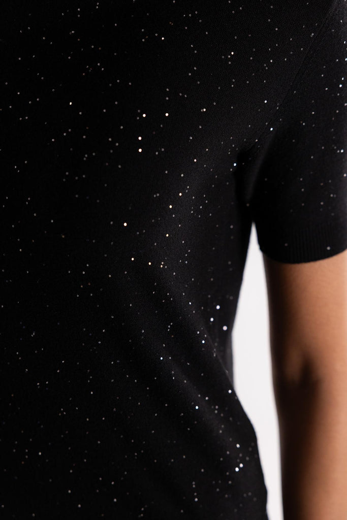 Dolcevita mezza manica con paillettes nero HMABW02312 NERO HINNOMINATE 