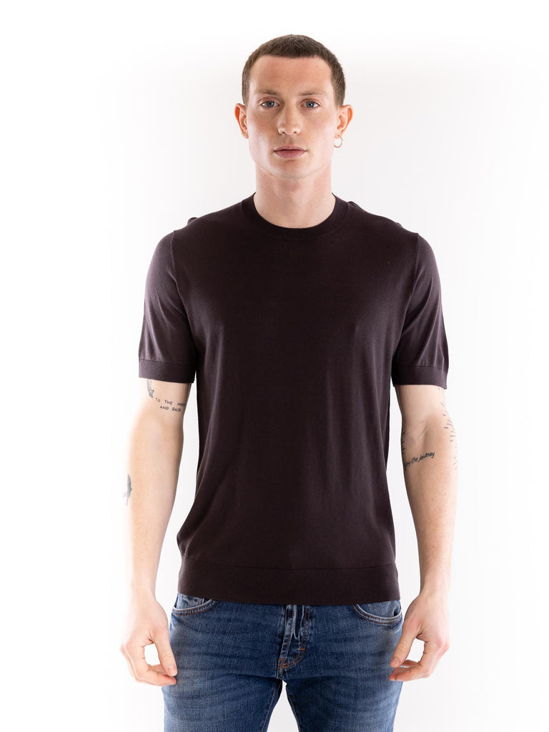 Maglia uomo girocollo in filo marrone A010 F2002230 PAOLO PECORA 
