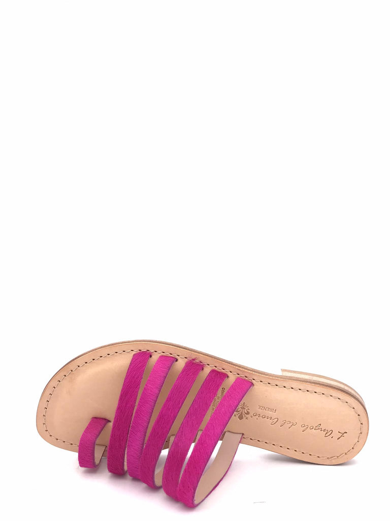 Ciabatta infiladito in cavallino fuxia 9905 CAVALLINOFUCSIA L'ANGOLO DEL CUOIO 