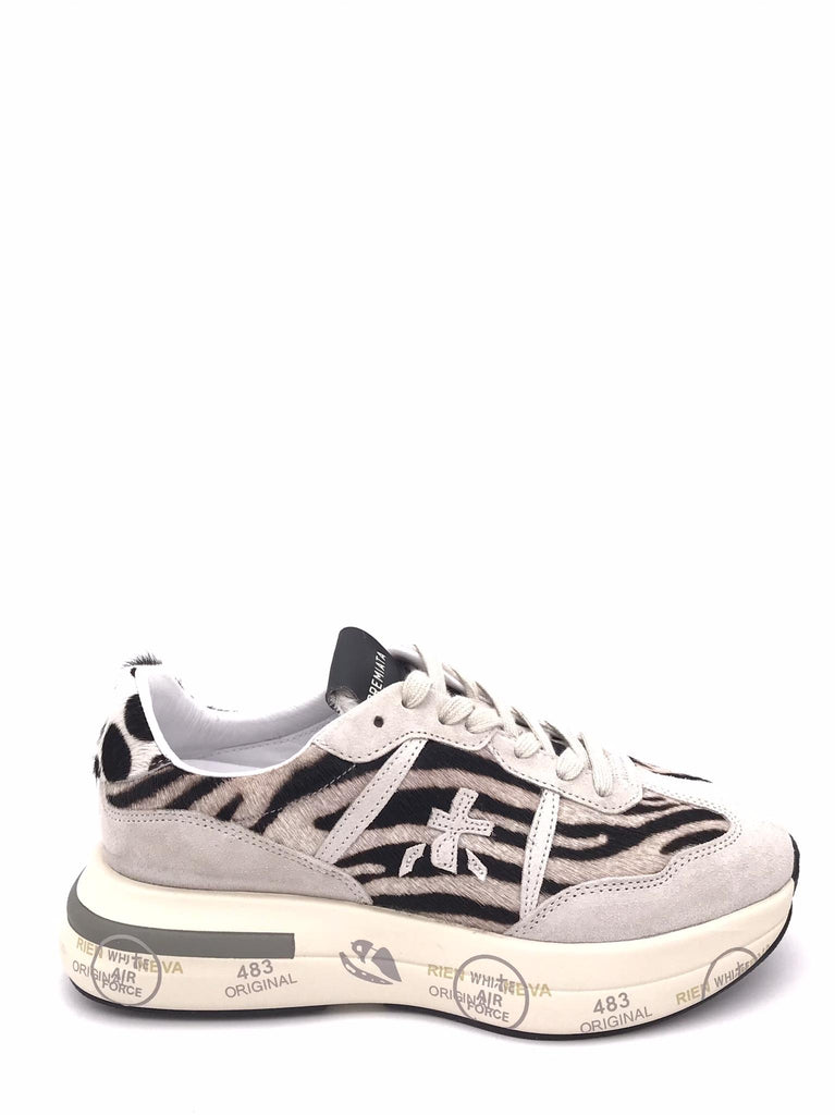 Sneakers Cassie in cavallino zebrato 7677 BIANCA-ZEBRA PREMIATA 