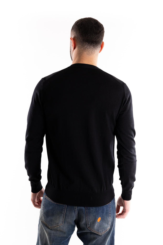 Maglia girocollo in lana finezza 16 nera A001 NERO PAOLO PECORA 