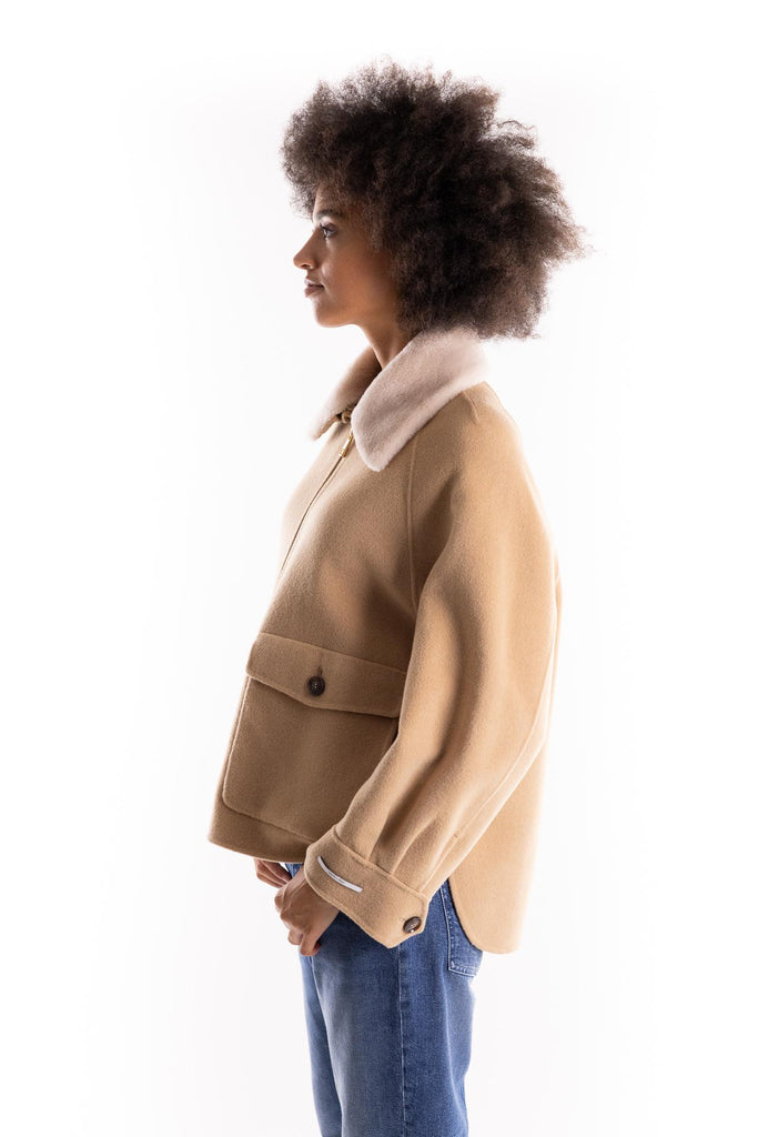 Giaccone Gettone in double di misto lana color beige 2523086011200 001BEIGE MARELLA 
