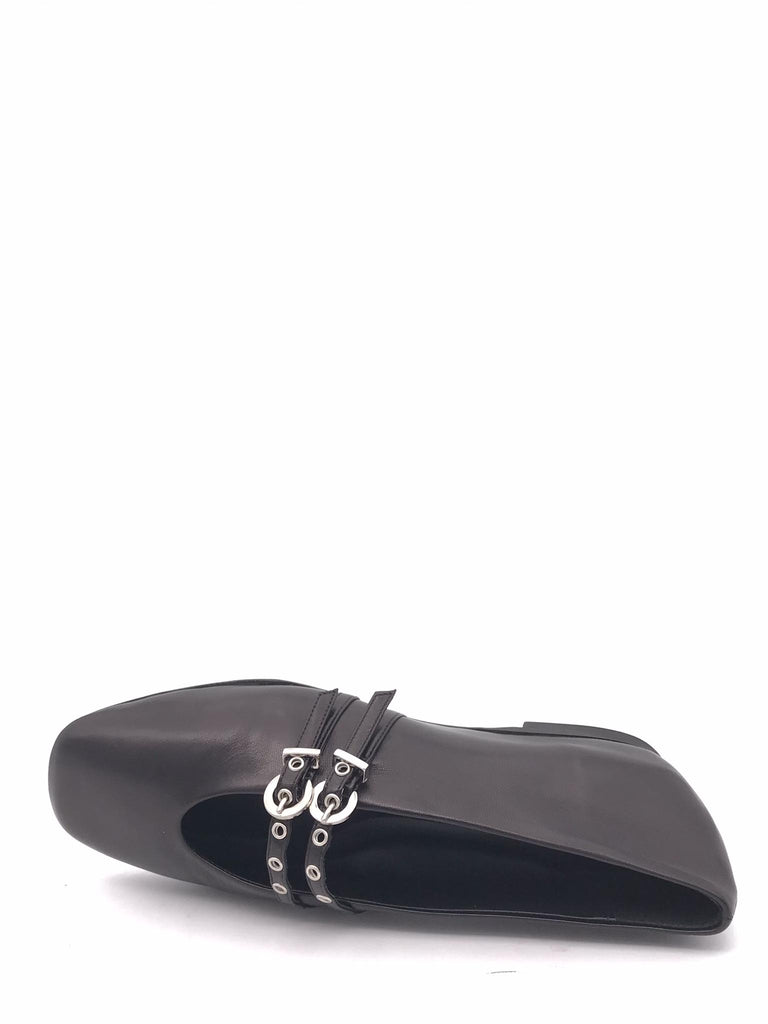 Ballerina in nappa nera con cinturini NA67 NERO ZULIAN 
