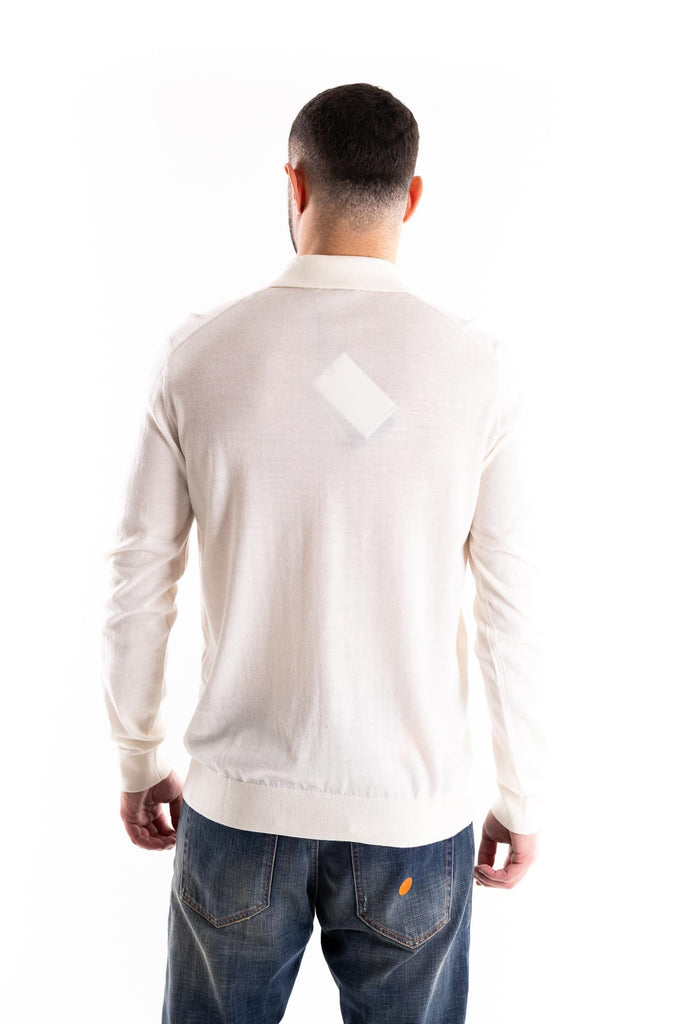 Maglia polo con zip finezza 16 color panna A002 PANNA PAOLO PECORA 