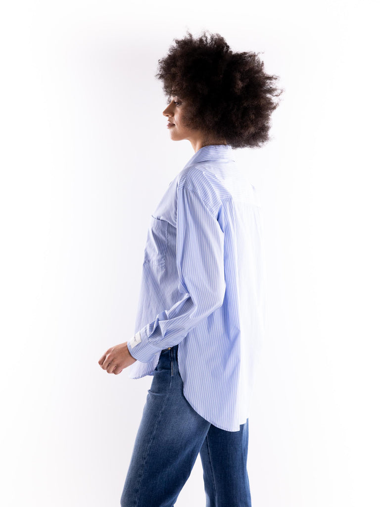 Camicia in cotone over azzurra con righe bianche HMABW01700 AZZURRO HINNOMINATE 