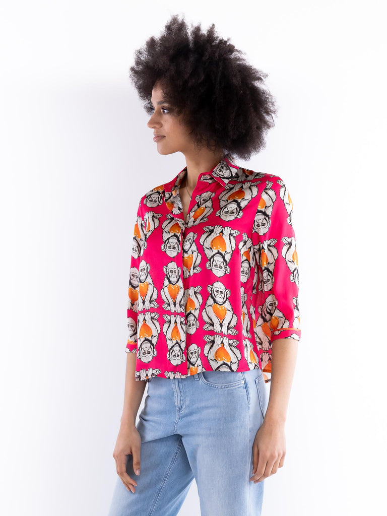 Camicia Spoon fantasia monkey fuxia SPOON 17FUCSIA IL THE' DELLE 5 
