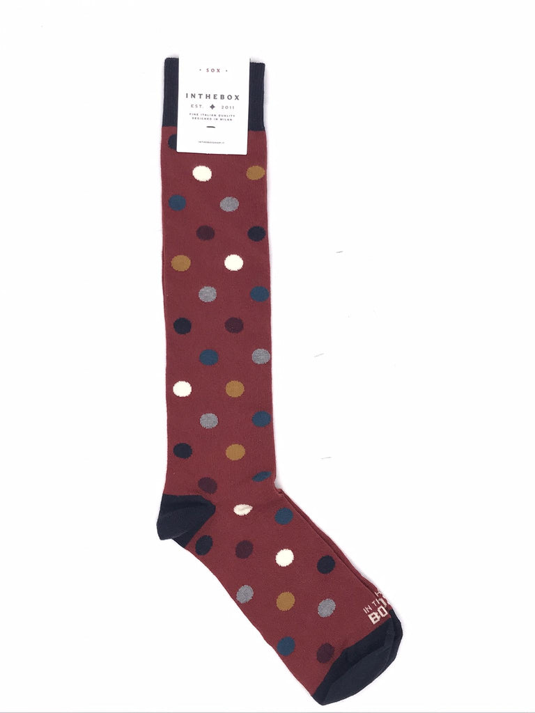 Calzini lunghi pois bordò FW240032 BORDEAU IN THE BOX 