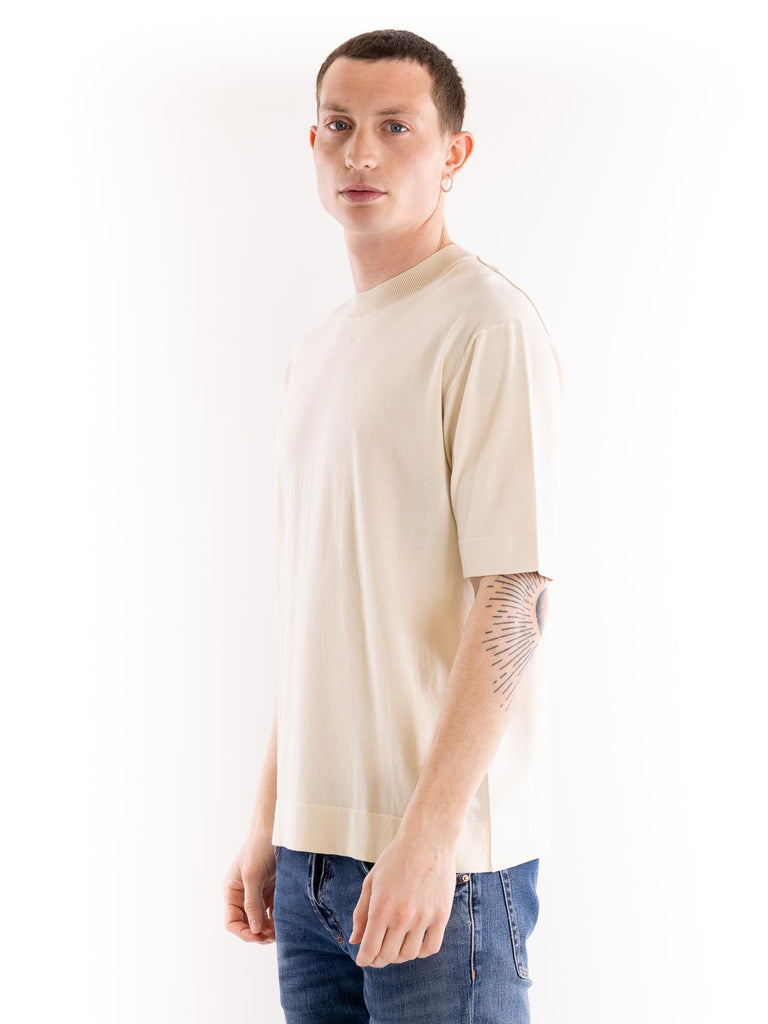 T-shirt over uomo girocollo in filo panna A012 F1001342 PAOLO PECORA 