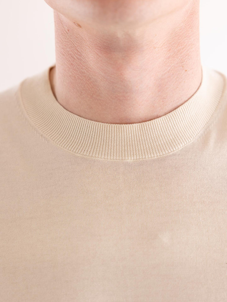 T-shirt over uomo girocollo in filo panna A012 F1001342 PAOLO PECORA 