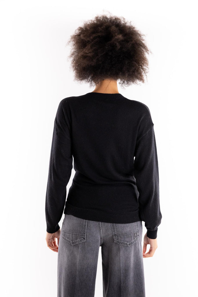 Maglia legata in vita nera con strass BUW25110 NERO BRAND UNIQUE 